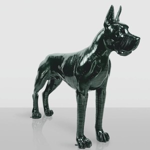 Casa Padrino XXL Decorative Sculpture Great Dane Dark Green / Black 130 cm - Garden Figure