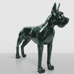 Casa Padrino escultura decorativa XXL gran danés verde oscuro / negro 130 cm - Figura de jardín