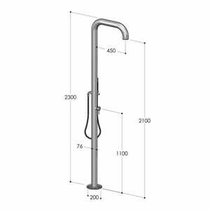 Casa Padrino Luxus Duschsäule mit Handbrause Silber / Schwarz H. 230 cm - Made in Italy