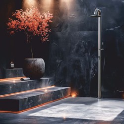 Casa Padrino columna de ducha de lujo con ducha de mano plata / negro Al. 230 cm - Hecho en Italia