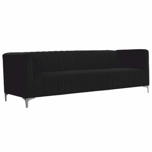 Casa Padrino canapé 3 places de luxe en velours noir / gris 220 cm - Meubles de salon