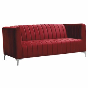 Casa Padrino canapé 3 places de luxe en velours rouge bordeaux / gris 162 cm - Meubles de salon