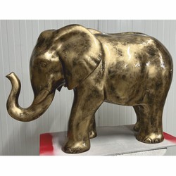 Casa Padrino Sculpture Éléphant Décorative Or Antique 84 x H. 57 cm - Figurine Décorative