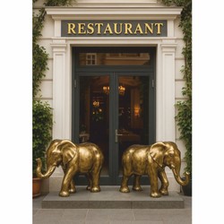 Casa Padrino Sculpture Éléphant Décorative Or Antique 84 x H. 57 cm - Figurine Décorative
