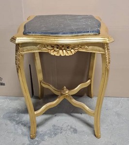 Casa Padrino Baroque Side Table with Marble Top in Gold and Black, 50 x 50 x 70 cm