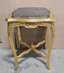 Casa Padrino Baroque Side Table with Marble Top in Gold and Black, 50 x 50 x 70 cm