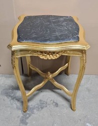 Casa Padrino Baroque Side Table with Marble Top in Gold and Black, 50 x 50 x 70 cm