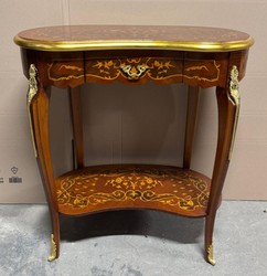 Casa Padrino Baroque Console Table with Drawer in Brown with Inlays and Gold, 75 x 40 x H. 80 cm