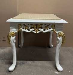 Casa Padrino Baroque Side Table, Elegant Design Table with Marble Top in White / Gold, 60 x 60 x 60 cm