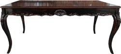 Casa Padrino Tavolo da Pranzo Barocco con Piano in Vetro, Stile Antico Nero e Marrone, 140 x 90 x 82 cm Casa Padrino Tavolo da Pranzo Barocco con Piano in Vetro, Stile Antico Nero e Marrone, 140 x 90 x 82 cm