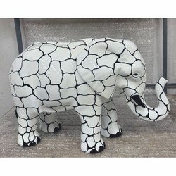 Deko Skulptur Figur Elefant Weiß Schwarz