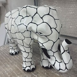 Deko Skulptur Figur Elefant Weiß Schwarz