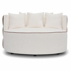Casa Padrino canapé de luxe blanc / marron Ø 132 cm - Canapé de salon rond