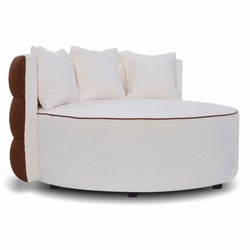 Casa Padrino canapé de luxe blanc / marron Ø 132 cm - Canapé de salon rond