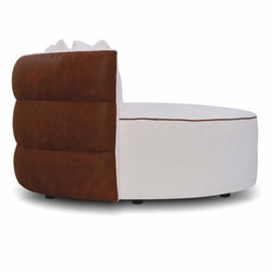 Casa Padrino canapé de luxe blanc / marron Ø 132 cm - Canapé de salon rond
