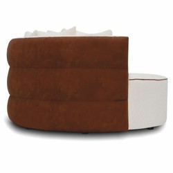 Casa Padrino canapé de luxe blanc / marron Ø 132 cm - Canapé de salon rond