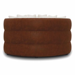 Casa Padrino canapé de luxe blanc / marron Ø 132 cm - Canapé de salon rond