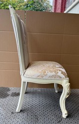 Casa Padrino Luxury Baroque Dining Chair White / Cream / Gold H. 113 cm - Dining Room Furniture