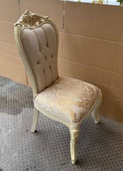 Casa Padrino Luxury Baroque Dining Chair White / Cream / Gold H. 113 cm - Dining Room Furniture