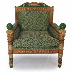 Prunkvoller Luxus Barock Wohnzimmer Hotel Sessel Grün Braun Gold