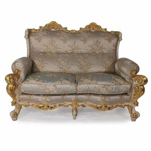 Prunkvolles Luxus Barock Wohnzimmer Sofa Silber Grau Gold