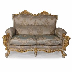 Casa Padrino canapé baroque de luxe pour hôtel et salon argent / gris / or 150 cm - Fabriqué en Italie