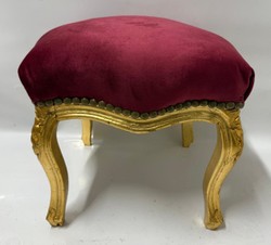Casa Padrino Baroque Footstool Burgundy / Antique Gold 41 x 41 x H. 37 cm - Baroque Style Stool