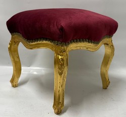 Casa Padrino Baroque Footstool Burgundy / Antique Gold 41 x 41 x H. 37 cm - Baroque Style Stool