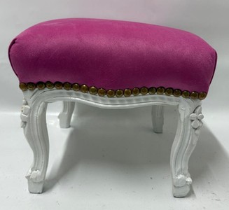 Casa Padrino Baroque Footstool in Antique Style Pink / White, Width 35 cm, Depth 35 cm, Height 33 cm