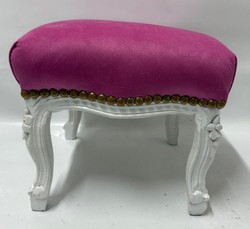 Casa Padrino Baroque Footstool in Antique Style Pink / White, Width 35 cm, Depth 35 cm, Height 33 cm