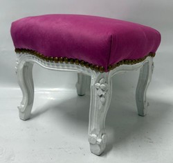 Casa Padrino Baroque Footstool in Antique Style Pink / White, Width 35 cm, Depth 35 cm, Height 33 cm