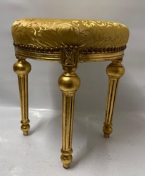 Casa Padrino Sgabello Barocco Oro / Oro Antico H. 54 cm - Sgabello Rotondo Stile Barocco in Legno Massello