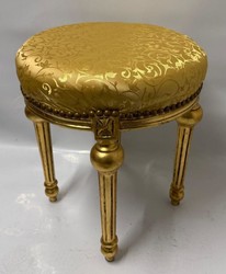 Casa Padrino Sgabello Barocco Oro / Oro Antico H. 54 cm - Sgabello Rotondo Stile Barocco in Legno Massello