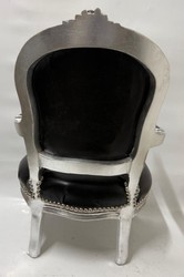 Casa Padrino Baroque Faux Leather Children's Chair in Black / Silver - Baroque Kids Furniture with Armrests, 50 x 70 x 31 cm