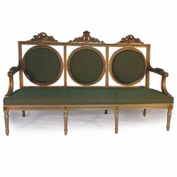 Casa Padrino divano da soggiorno barocco di lusso verde / argento / oro 173 cm - Fatto in Italia
