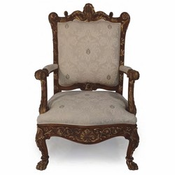 Casa Padrino poltrona da soggiorno barocco di lusso grigio / marrone scuro / oro A. 123 cm - Fatto in Italia