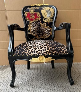 Casa Padrino Luxury Baroque Salon Chair Pompöös by Harald Glööckler in Leopard / Black, 61 x 65 x 96 cm