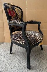 Casa Padrino Poltrona da Salotto Barocca di Lusso Pompöös by Harald Glööckler in Leopardo / Nero, 61 x 65 x 96 cm