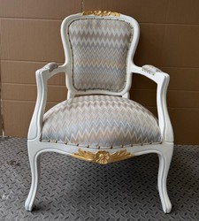 Casa Padrino Luxury Baroque Salon Chair Colorful / White / Gold - W 61 cm, D 65 cm, H 96 cm