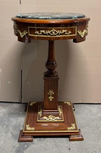 Casa Padrino Baroque Side Table with Marble Top Brown / Gold / Black H. 84 cm