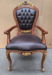 Casa Padrino Luxury Baroque Dining Chair with Armrests in Black / Brown / Gold - 54 x 53 x H. 108 cm