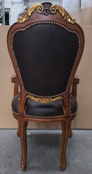Casa Padrino Sedia da pranzo barocca di lusso con braccioli Nero / Marrone / Oro - 54 x 53 x H. 108 cm