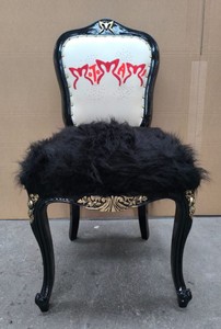 Casa Padrino Luxury Baroque Dining Chair, Black / White / Red / Gold, 50 x 60 x 104 cm