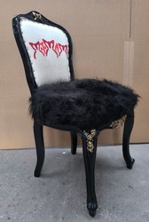 Casa Padrino Chaise de salle à manger baroque de luxe, Noir / Blanc / Rouge / Or, 50 x 60 x 104 cm