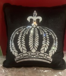 Glööckler Pompöös Kissen Krone mit Strass Steinen Schwarz Silber