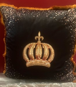Casa Padrino Luxury Decorative Cushion Pompöös by Harald Glööckler Crown Black / Gold 45 x 45 cm