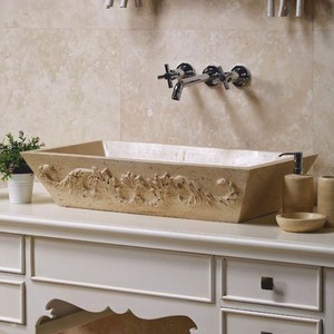 Jugendstil Travertin Waschbecken Schale Beige Jugendstil Travertin Waschbecken Schale Beige