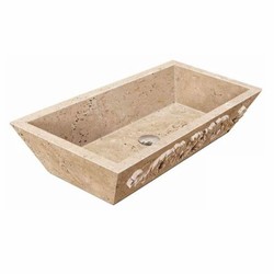 Casa Padrino Lavabo Art Nouveau de Travertino Beige 70 cm - Accesorios de Baño