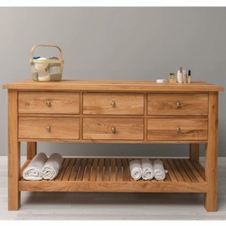 Landhausstil Kommode mit 6 Schubladen Braun