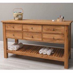 Landhausstil Kommode mit 6 Schubladen Braun